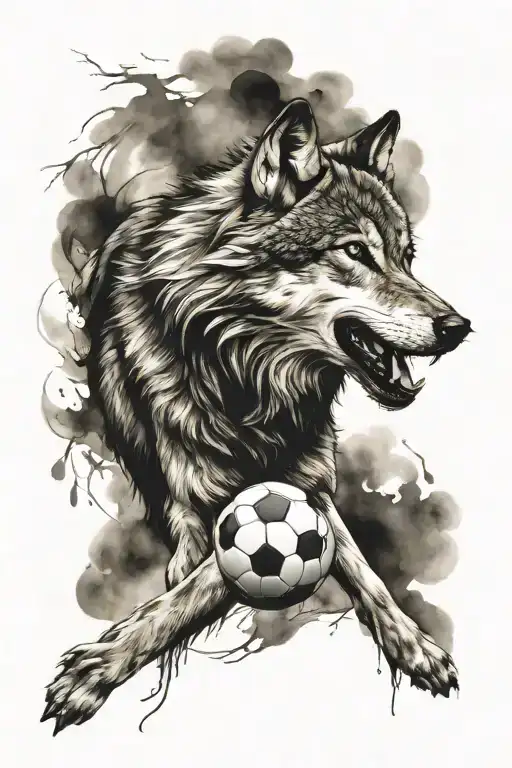 Wolf Playing Soccer