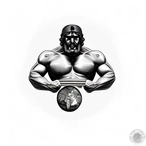 Greek Titan Holding The Globe Kneeling