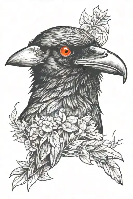 Crow With Red Eyes Looking Straight