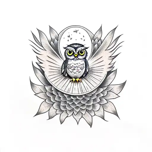 Owl Mixed With Sunflower