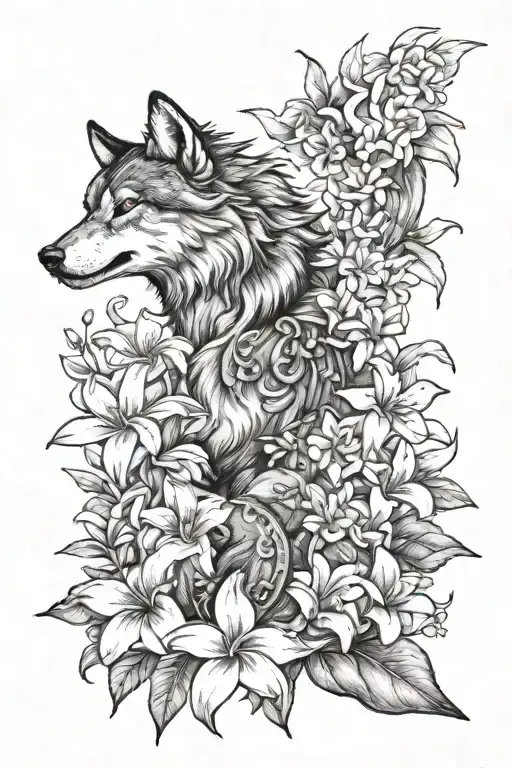 Wolf Dragon Plumeria Flowers