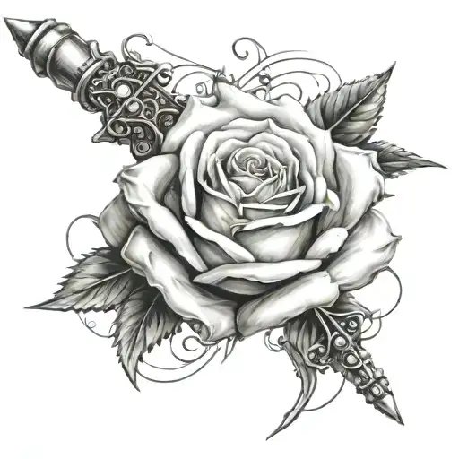Dagger A Rose With The Rosary Wrapped