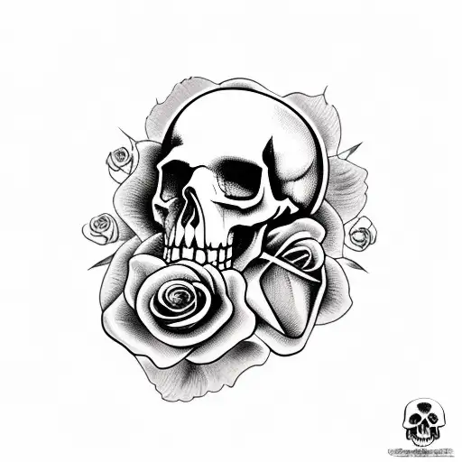 Gun With Skull And Rose