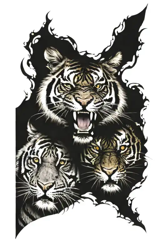 Half Venom Face And Half Tiger Face