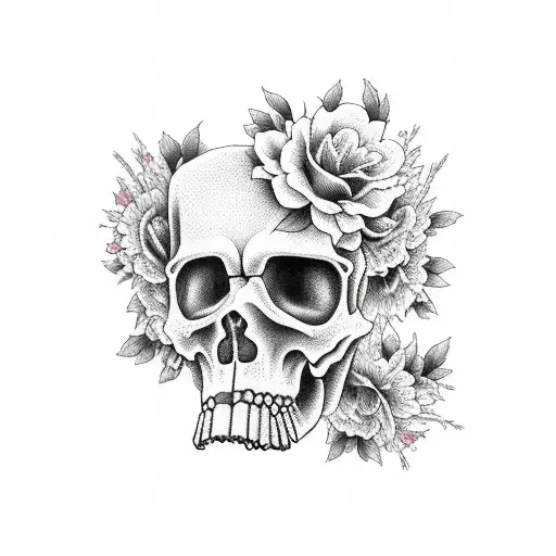 Landscape Of A Grim Reaper Standing In A Field Of Flowers