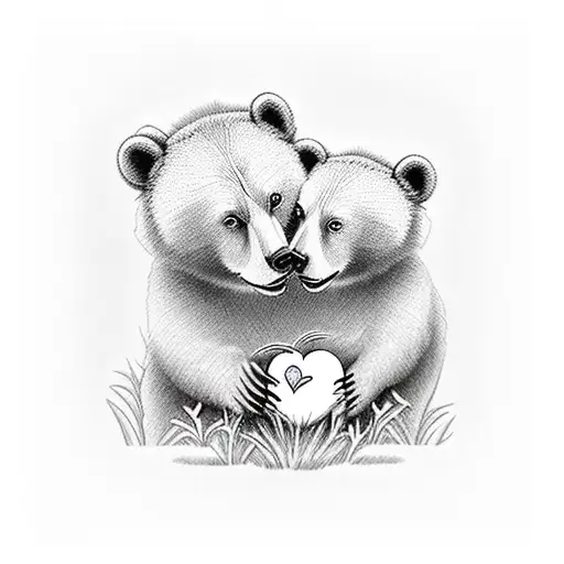 Mama Bear And Cub Kiss