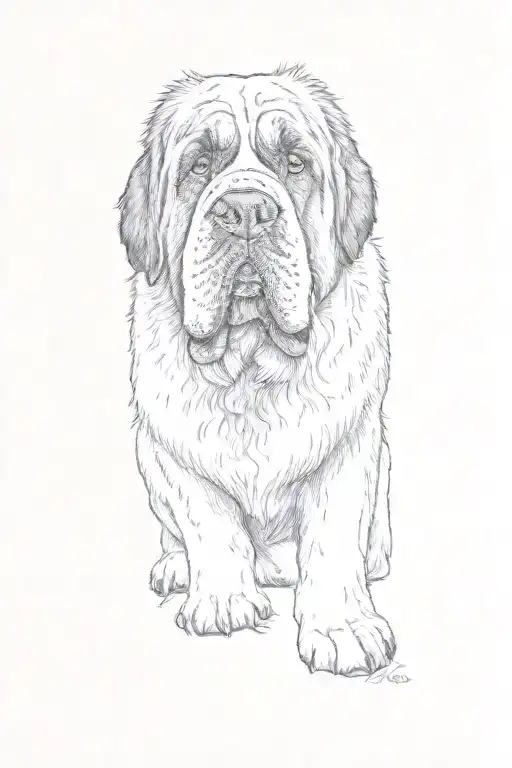 A St Bernard Dog Sitting Facing Forward