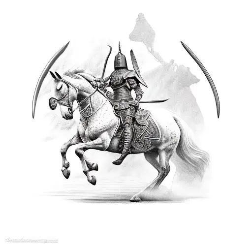 Warrior On A Horse With A Sword