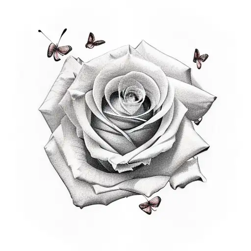 Rose And Thorn Intertwined With A Butterfly Landing On Top