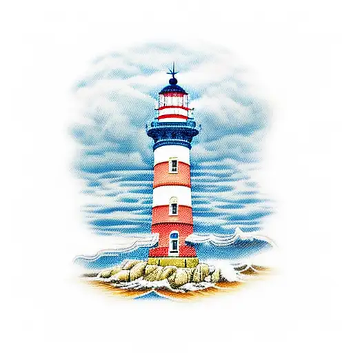 Lighthouse With A Ship Royal Navy