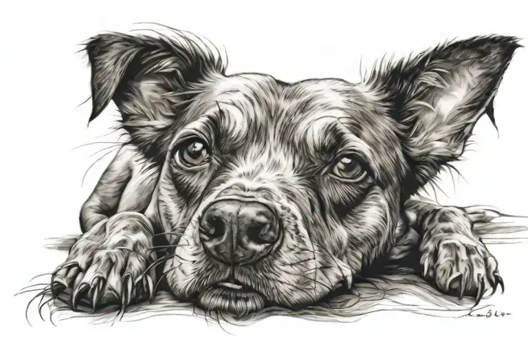 Dog Lying Forearm Sticking