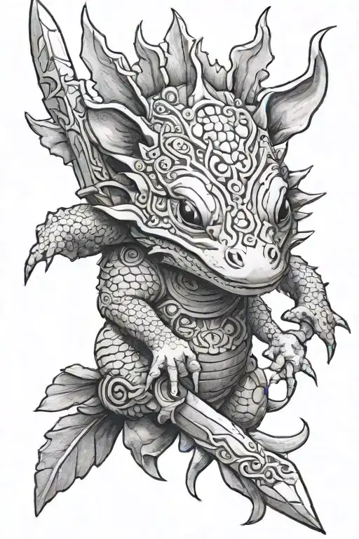 Aztec Axolotl Holding Sword