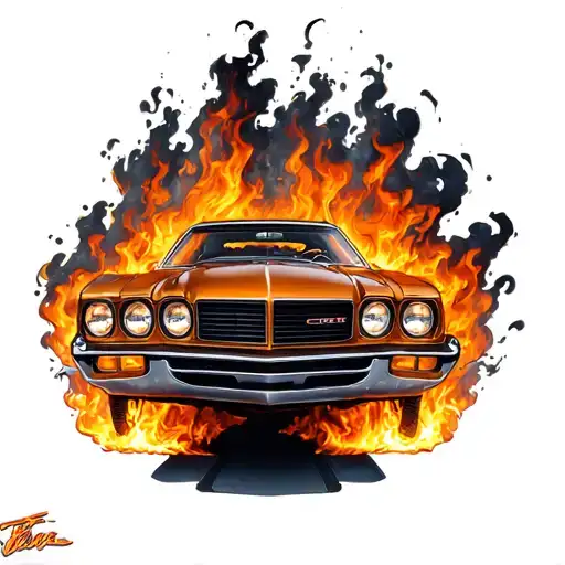 70S Car Set On Fire