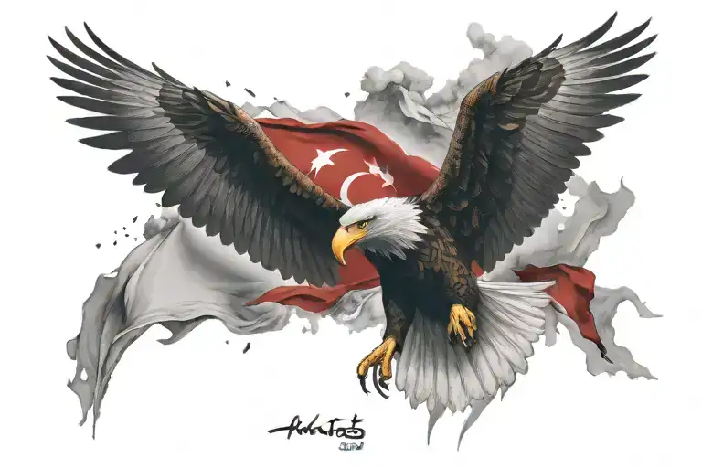 Turkish Air Force Eagle And Turkish Flag