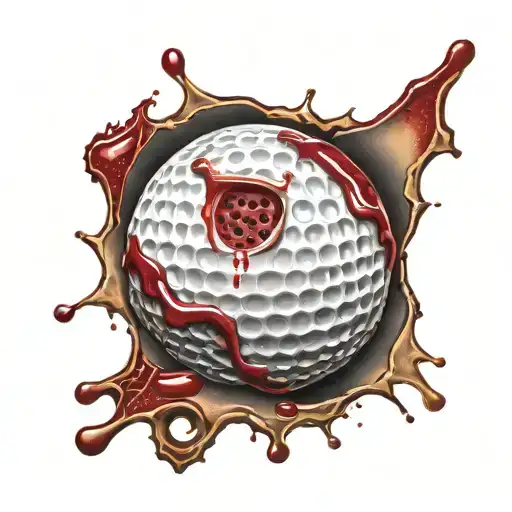 A Golf Ball Leaving A Realistic Wound With Blood Splatter And Torn Skin And Exposed Muscle