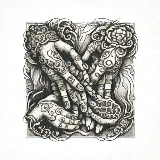 3 Sisters 1 Brother Holding Hands