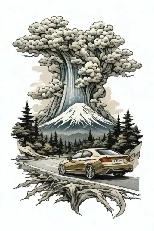 Arm Sleeve Of A Car Drifting Through The Mount Fuji Roads