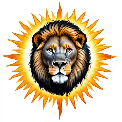 Make A Tatoo Of A Lion Inside A Sun Shining