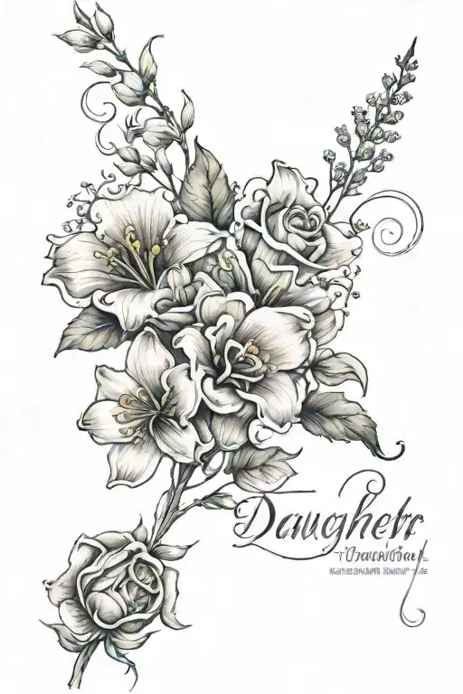 Flower With The Word Daughter Written In The Stem Bouquet