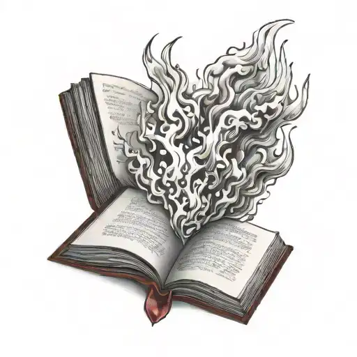 Blank Open Book On Fire