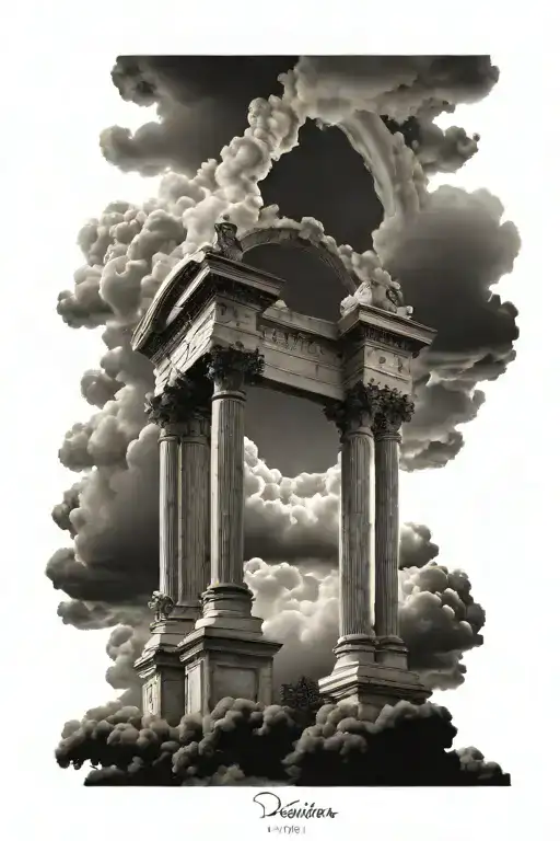 Roman Arches Combined With Clouds