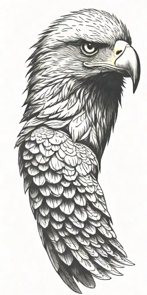 Eagle Head With A Wing Covering Its Face