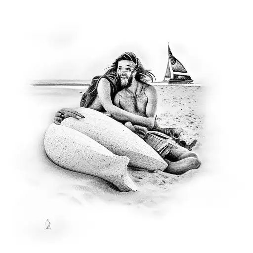 Friends In The Beach Having Fun