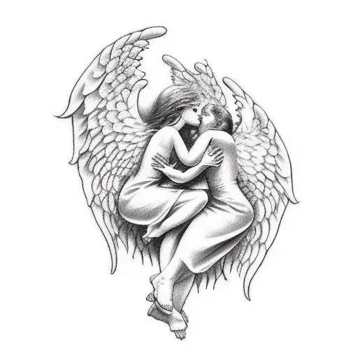 Angel Kissing A Demon On Forehead