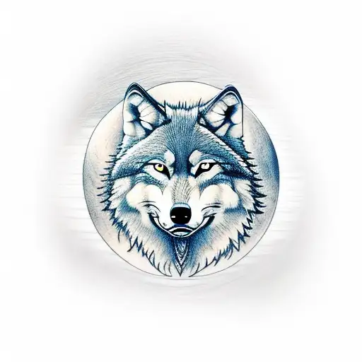 Wolf Above A Forest With A Moon