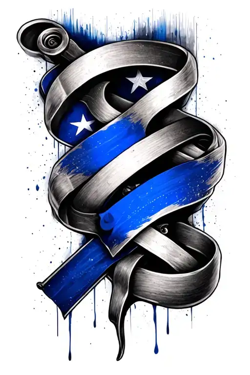 Gun Barrel Intertwined The Thin Blue Line Flag