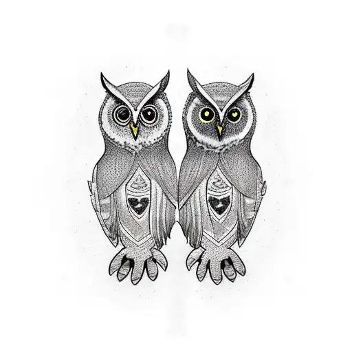 Owl And Raven Embracing Each Other