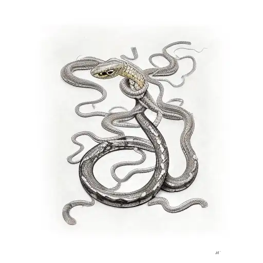 Ancient Rome Broken Cracked Pillar With Small Snake And Vine Leaves Wrapped Around It