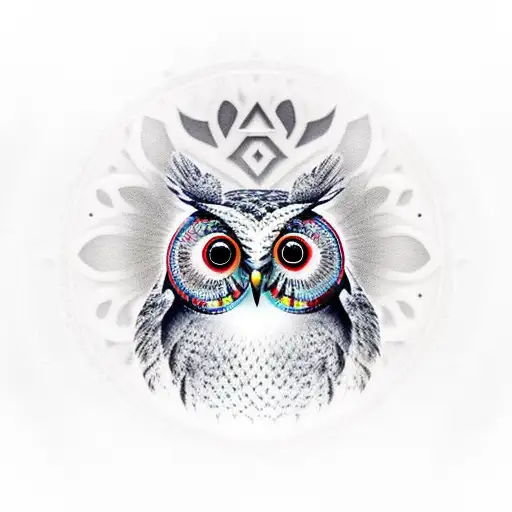 Realistic Owl With A Hamsa