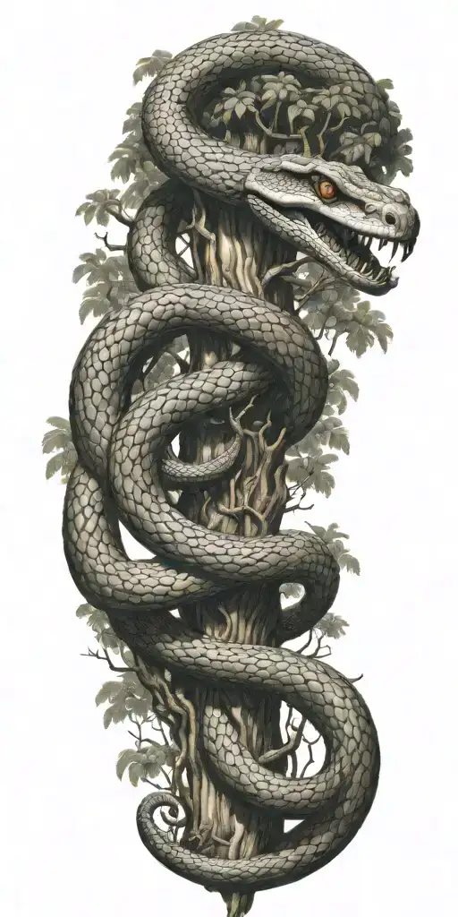 Large Cobra Being Impaled Through Tree