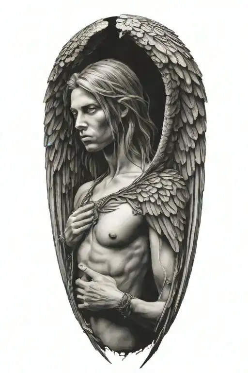 Black One Winged Angel Wrapped