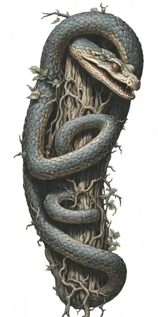 Large Cobra Impaled Through Tree