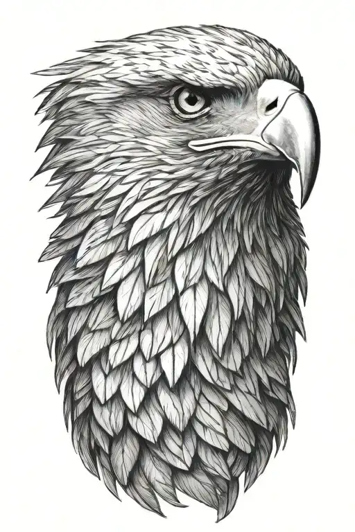 Eagle Head With A Wing Covering Its Face