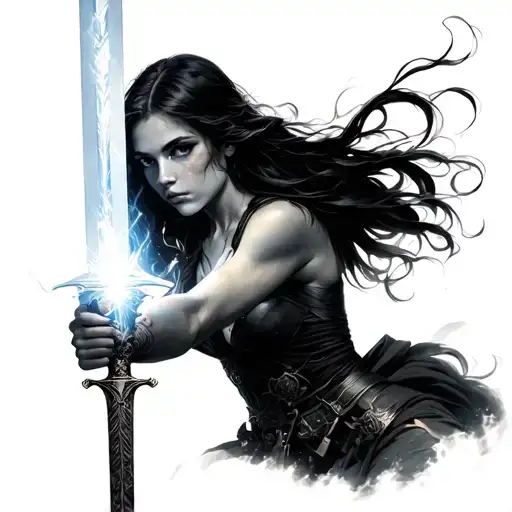 Woman Good Holding A Light Sword