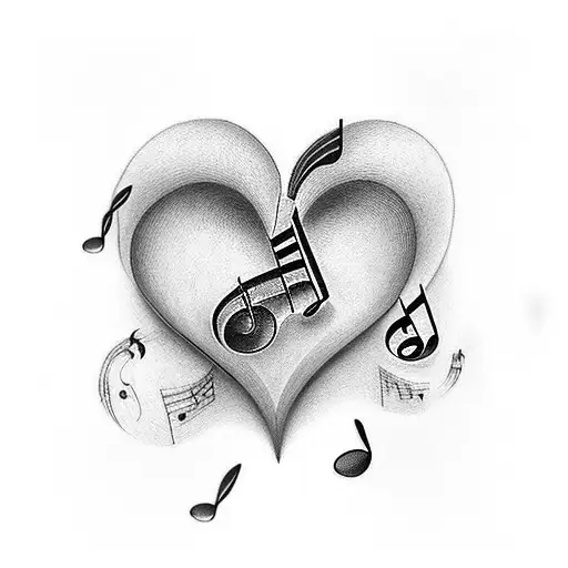Music Note And Heart