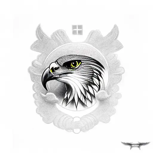 Hawk With Gothic Cross In The Beak Surrounded By Snakes