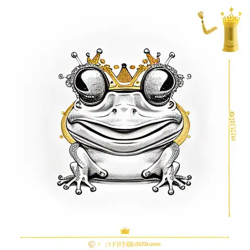 Money Frog Sitting On Throne With Gold Coin Piles On The Side And A Crown On His Head