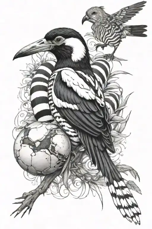 Magpie On Zebras Back With Football
