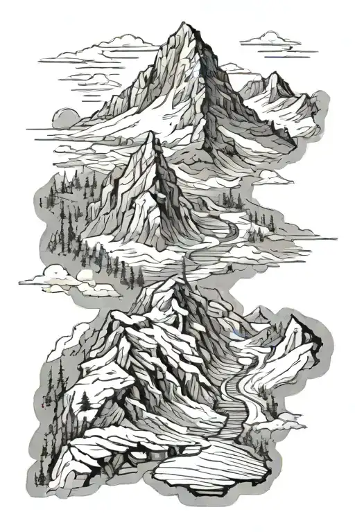 Mountain With A Switch Back Going Up To The Summit