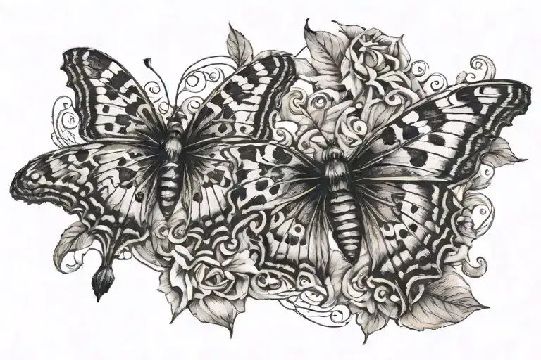 Comma Butterfly And Medusa Head