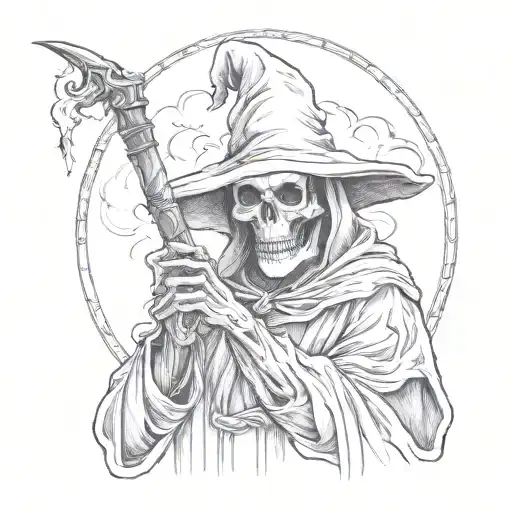 Grim Reaper Smoking A Cigarette