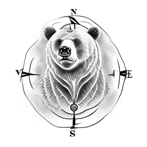 Bear With A Compass And An Anchor Under It
