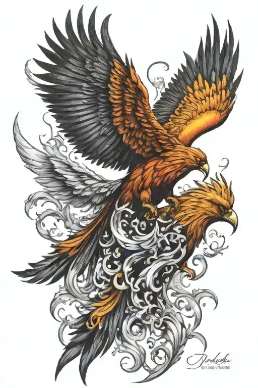 Fiery Phoenix Bird