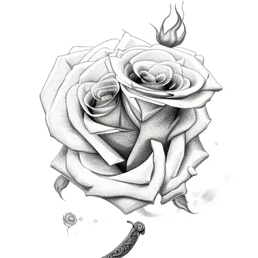 Roses With Sword And Black Smoke