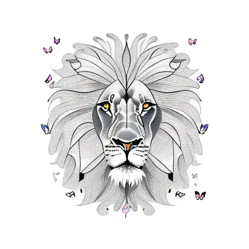 Lion With Butterflies