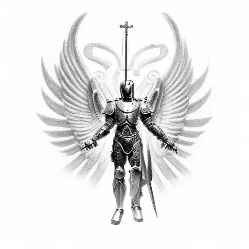 Guardian Angel Wearing The Armor Of God Battling Evil